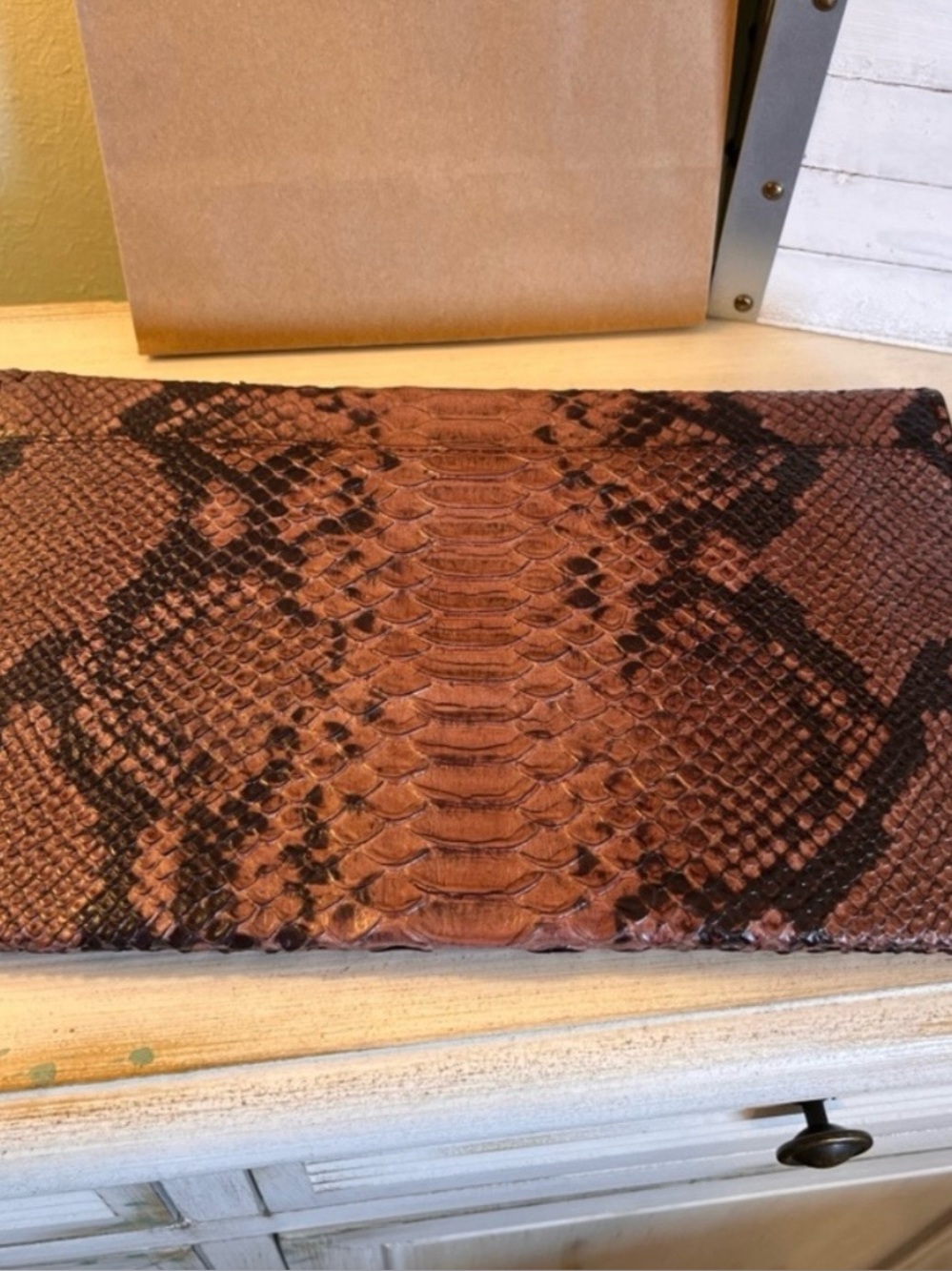 Coach Python Clutch Embossed Leather Snakeskin Pattern Pink/Black RARE! NWOT - Picture 7 of 9